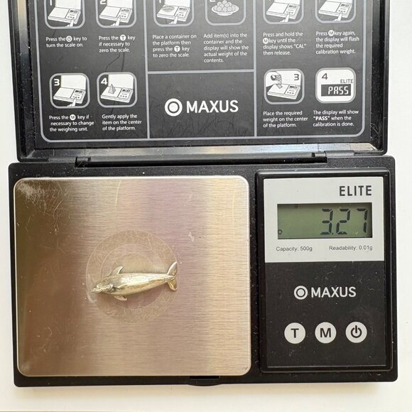 VTG Sterling Silver 925 Three Dimensional Dolphin Pendant Size 26mm Length - Picture 11 of 11